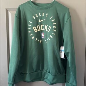 NWT Mens Milwaukee Bucks Nike Green Basketball Sweatshirt Size Medium Retail $75